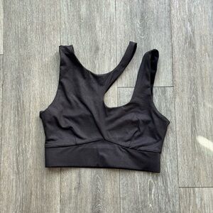 Fabletics Black Asymmetrical Sports Bra - Small